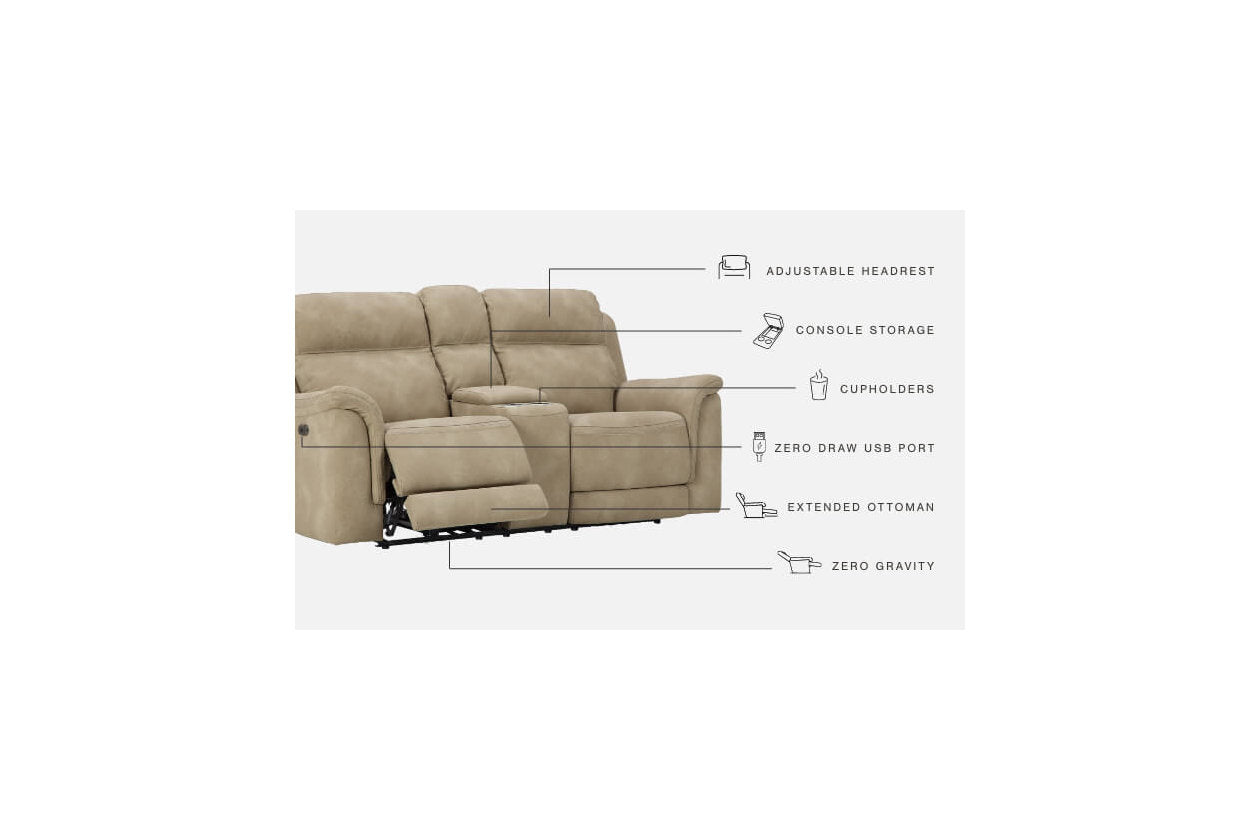 Next-Gen DuraPella Sand Power Reclining Loveseat with Console - 5930218 - Luna Furniture - Dallas Store