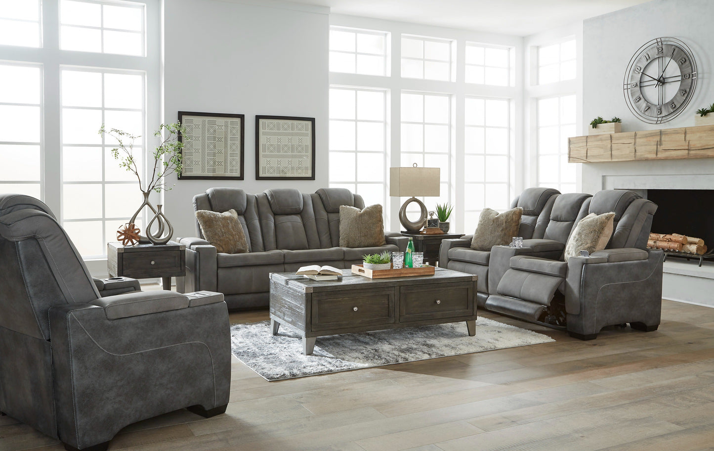 Next-Gen Durapella Slate Power Reclining Living Room Set - SET | 2200415 | 2200418 | 2200413 - Luna Furniture - Dallas Store