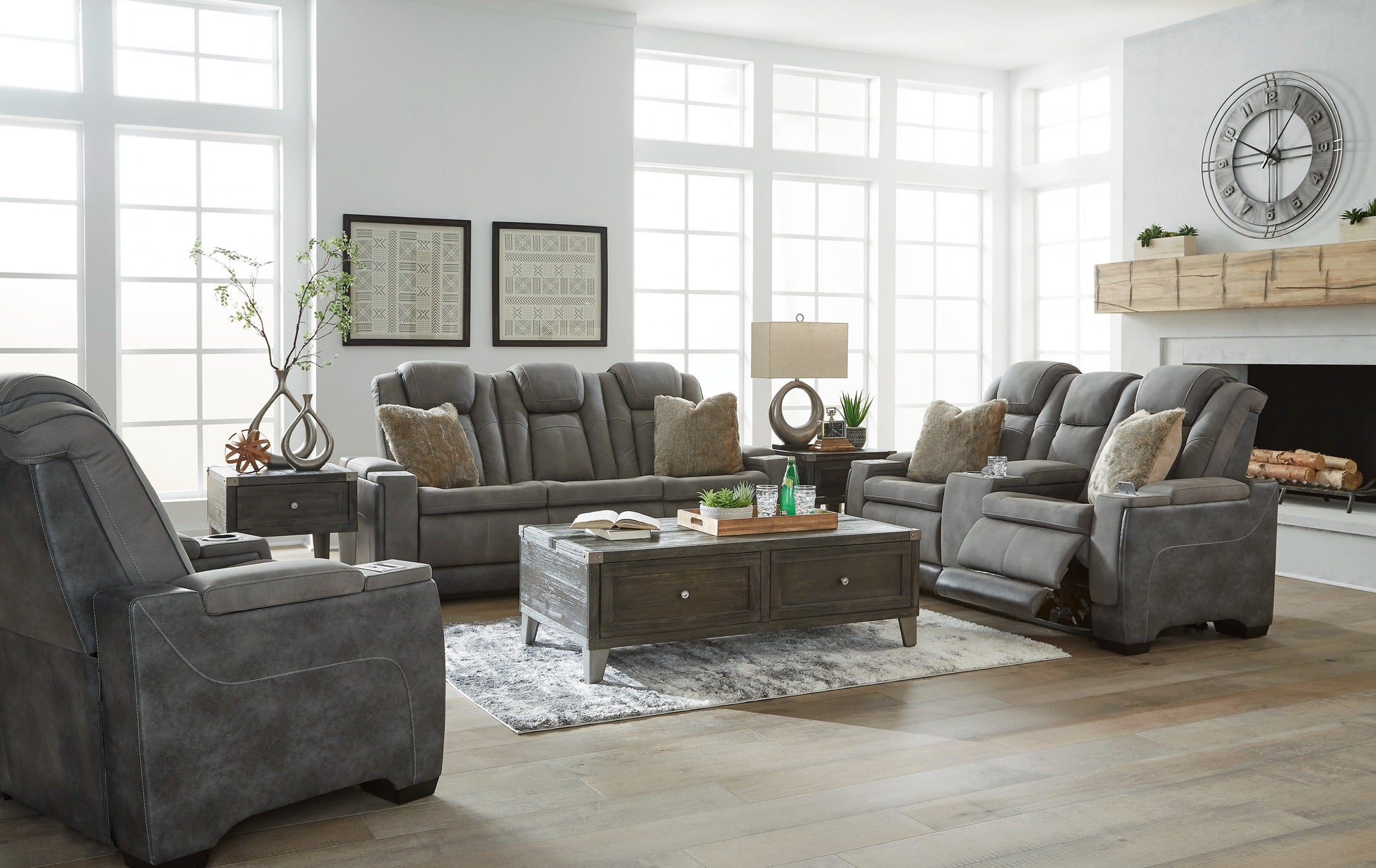 Next-Gen Durapella Slate Power Reclining Living Room Set - SET | 2200415 | 2200418 | 2200413 - Luna Furniture - Dallas Store