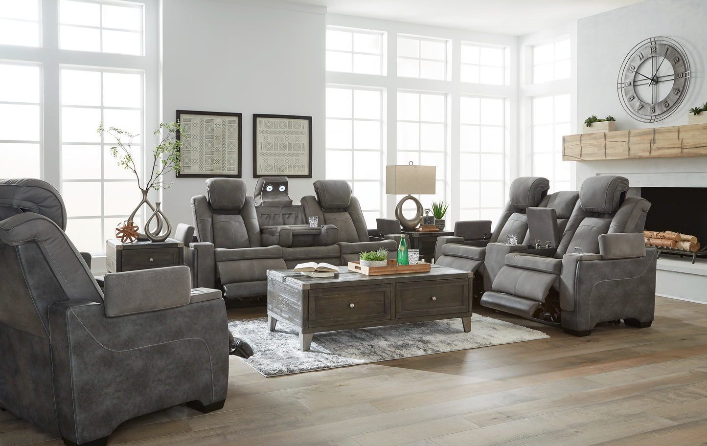 Next-Gen Durapella Slate Power Reclining Living Room Set - SET | 2200415 | 2200418 | 2200413 - Luna Furniture - Dallas Store