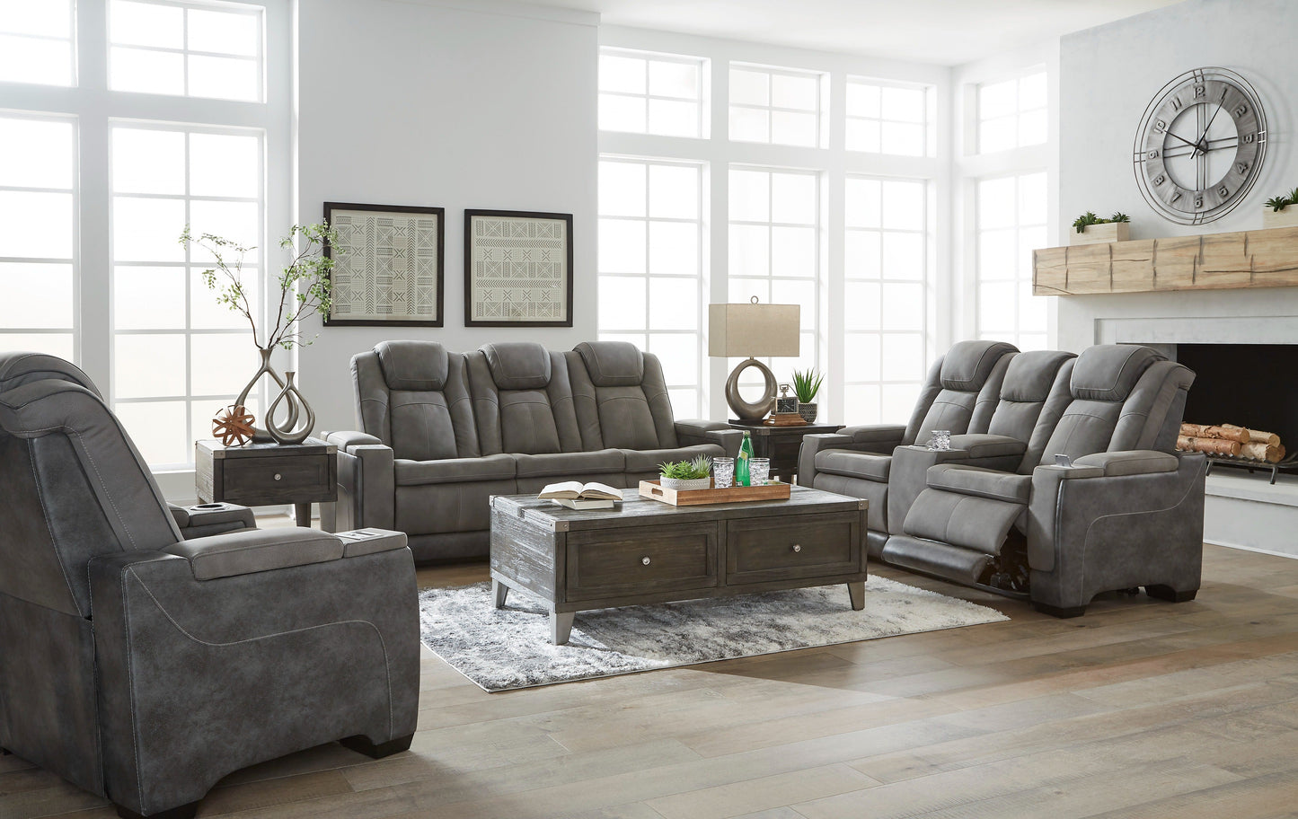 Next-Gen Durapella Slate Power Reclining Living Room Set - SET | 2200415 | 2200418 | 2200413 - Luna Furniture - Dallas Store