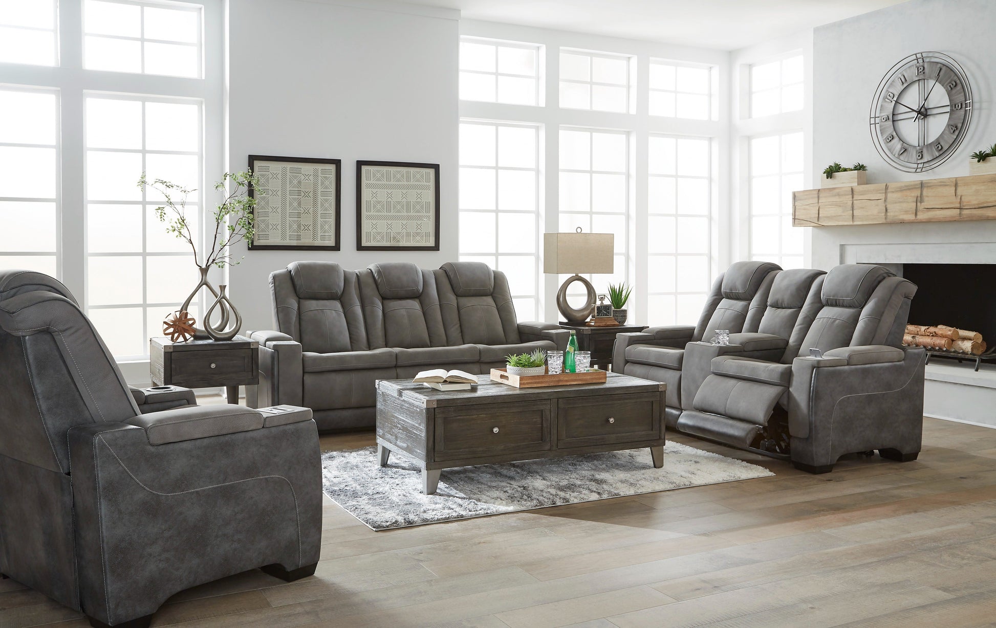 Next-Gen Durapella Slate Power Reclining Living Room Set - SET | 2200415 | 2200418 | 2200413 - Luna Furniture - Dallas Store