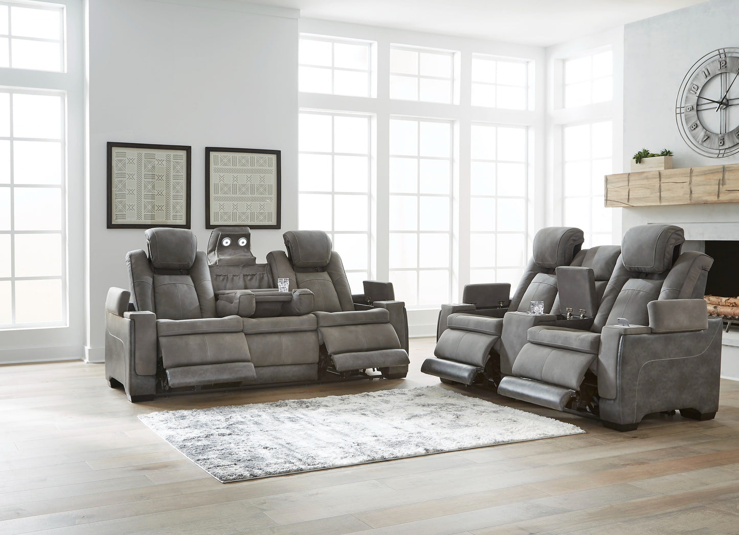 Next-Gen Durapella Slate Power Reclining Living Room Set - SET | 2200415 | 2200418 | 2200413 - Luna Furniture - Dallas Store