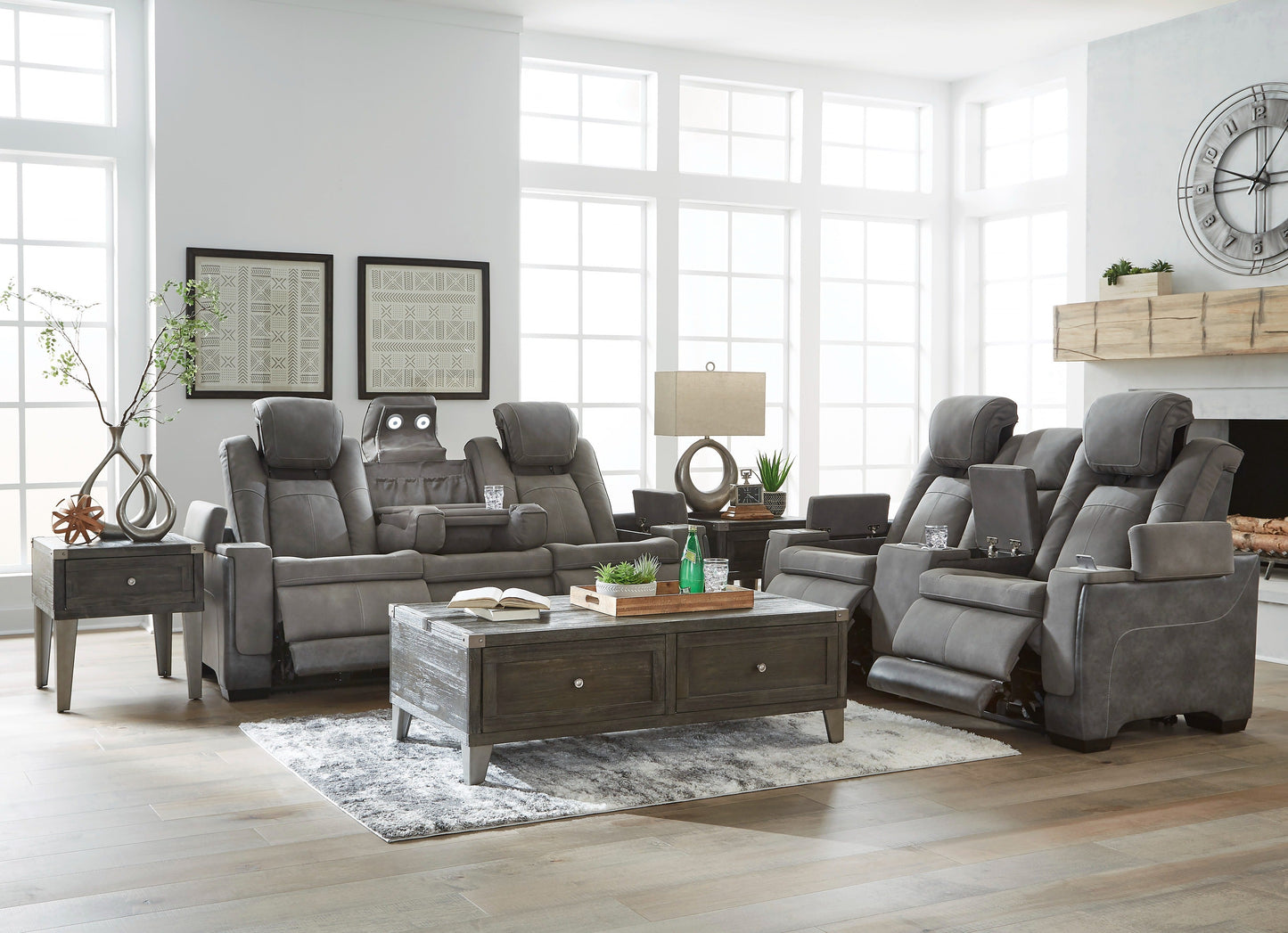 Next-Gen Durapella Slate Power Reclining Living Room Set - SET | 2200415 | 2200418 | 2200413 - Luna Furniture - Dallas Store