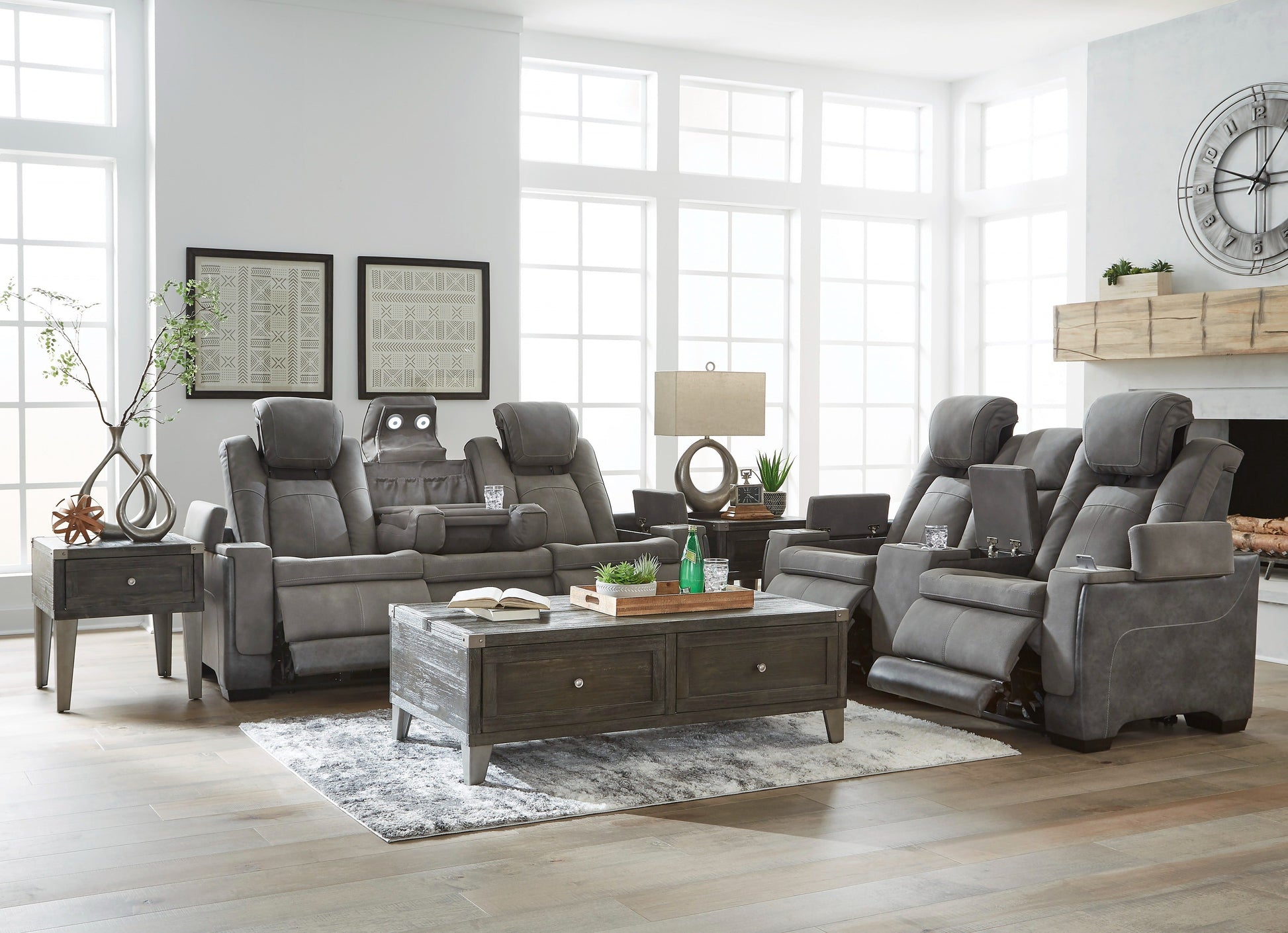 Next-Gen Durapella Slate Power Reclining Living Room Set - SET | 2200415 | 2200418 | 2200413 - Luna Furniture - Dallas Store