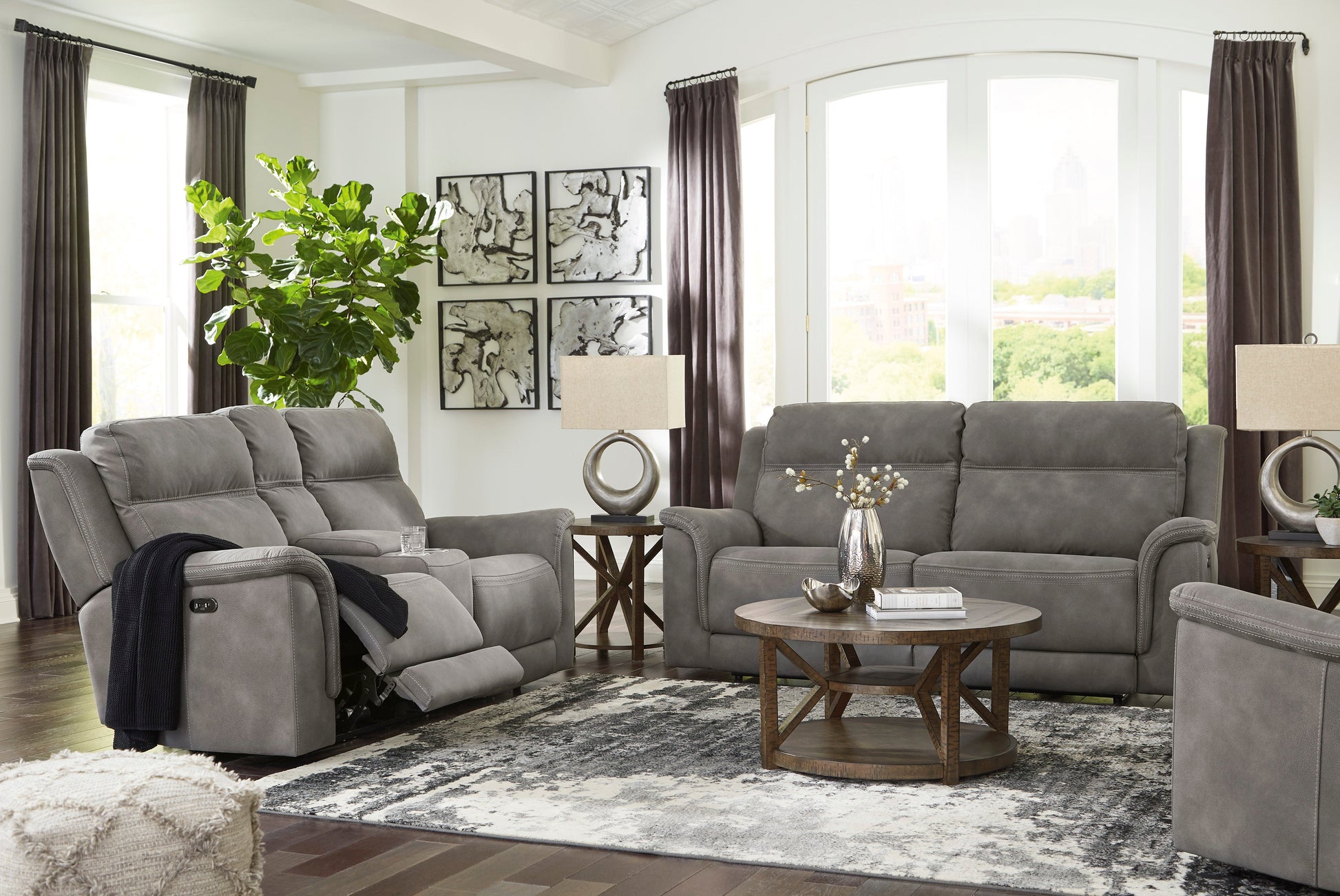 Next-Gen DuraPella Slate Power Reclining Living Room Set - SET | 5930147 | 5930118 - Luna Furniture - Dallas Store