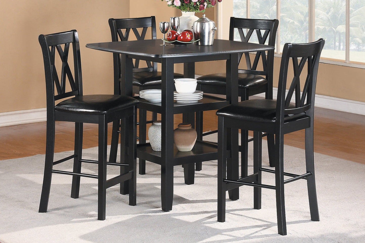 Norman Black 5-Piece Counter Height Set - 2514BK-36 - Luna Furniture - Dallas Store
