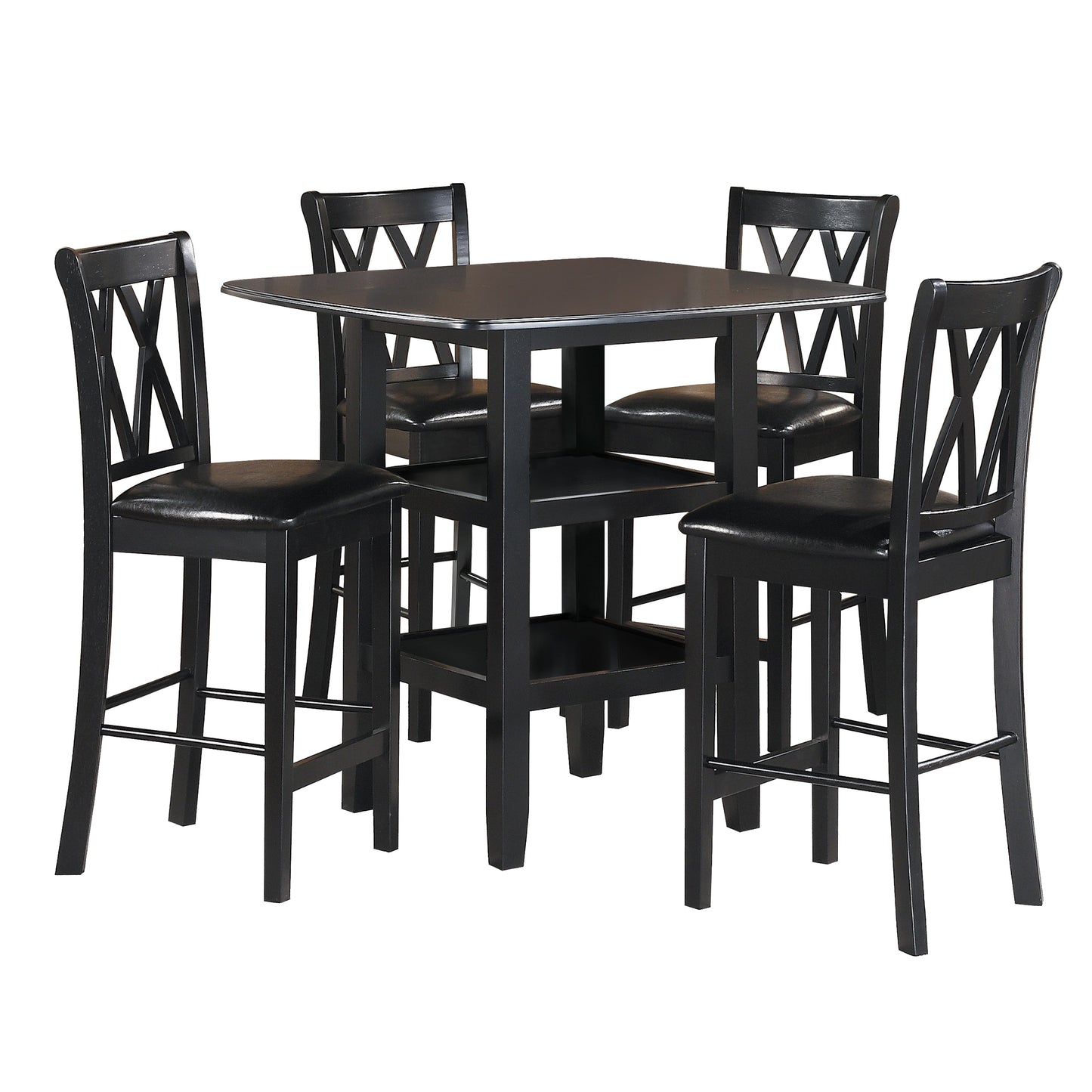 Norman Black 5-Piece Counter Height Set - 2514BK-36 - Luna Furniture - Dallas Store