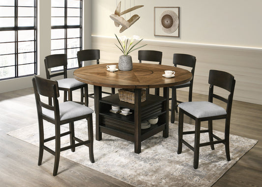 Oakly Brown Round/Square Counter Height Table - SET | 2848T-6060-TOP | 2848T-6060-LEG - Luna Furniture - Dallas Store