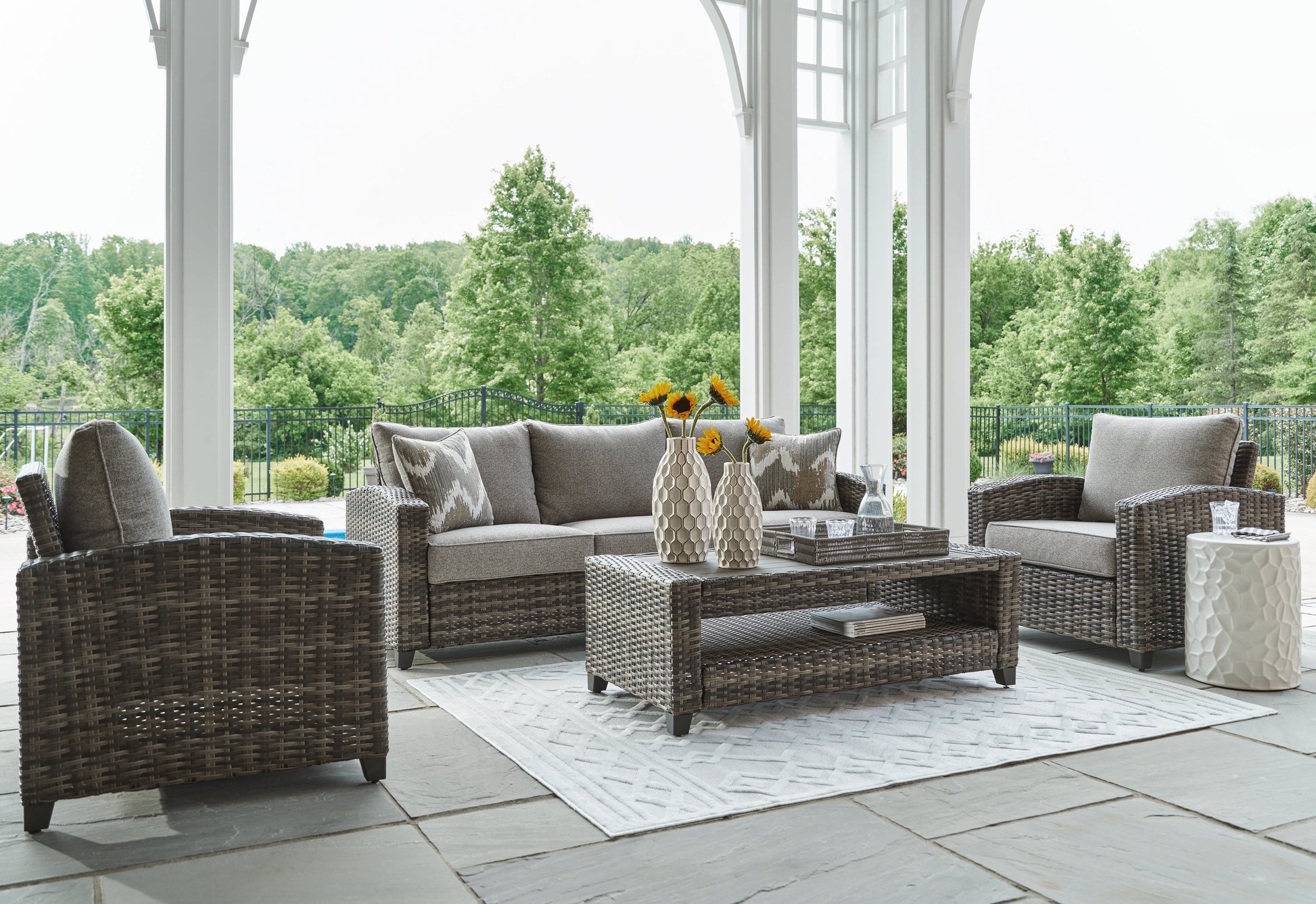Oasis Court Gray Outdoor Sofa/Chairs/Table Set, Set of 4 - P335-081 - Luna Furniture - Dallas Store