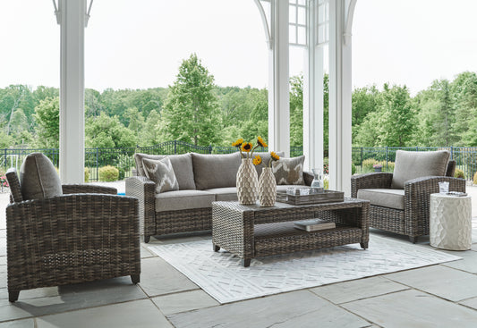 Oasis Court Gray Outdoor Sofa/Chairs/Table Set, Set of 4 - P335-081 - Luna Furniture - Dallas Store
