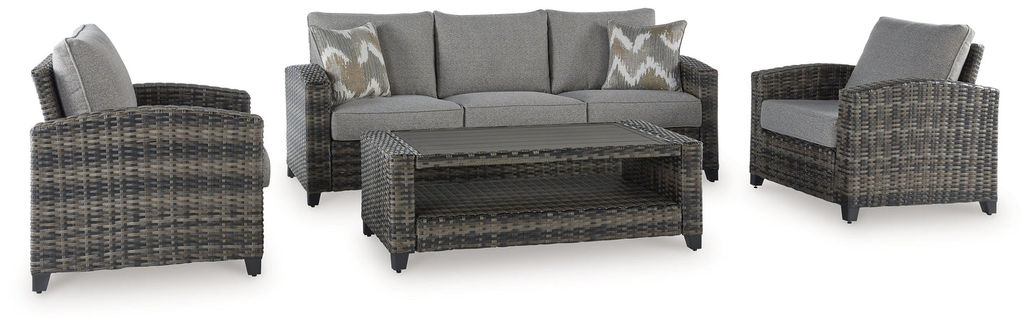 Oasis Court Gray Outdoor Sofa/Chairs/Table Set, Set of 4 - P335-081 - Luna Furniture - Dallas Store
