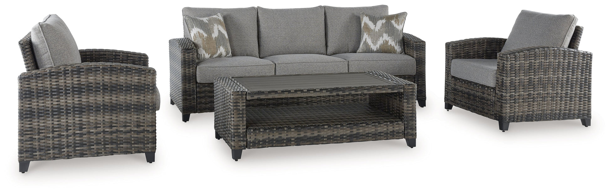 Oasis Court Gray Outdoor Sofa/Chairs/Table Set, Set of 4 - P335-081 - Luna Furniture - Dallas Store