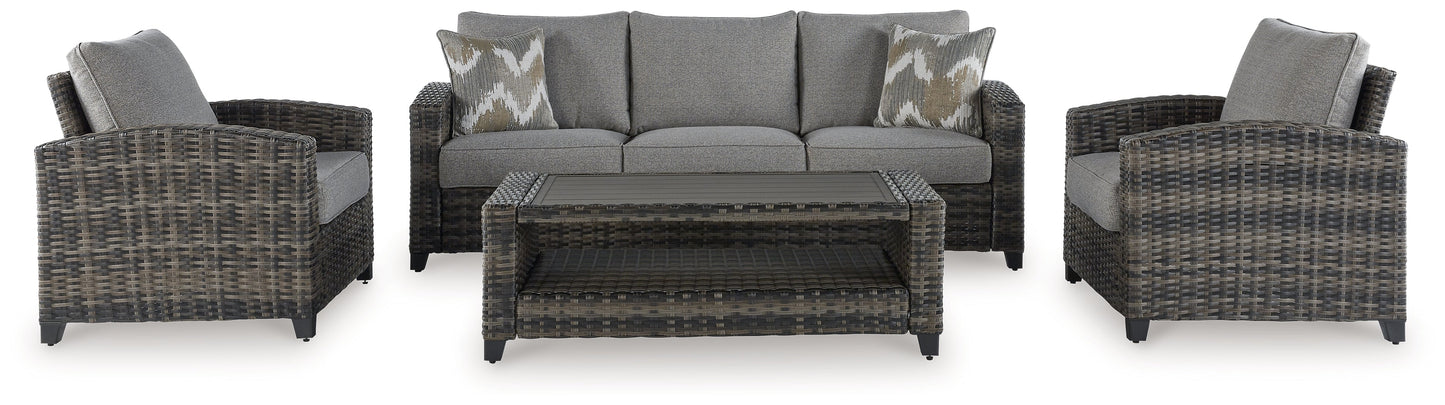 Oasis Court Gray Outdoor Sofa/Chairs/Table Set, Set of 4 - P335-081 - Luna Furniture - Dallas Store