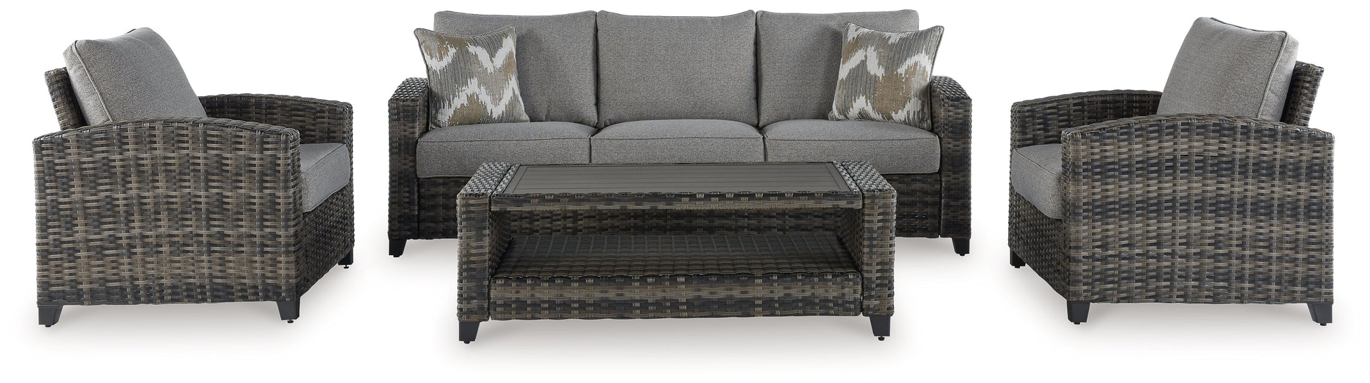 Oasis Court Gray Outdoor Sofa/Chairs/Table Set, Set of 4 - P335-081 - Luna Furniture - Dallas Store
