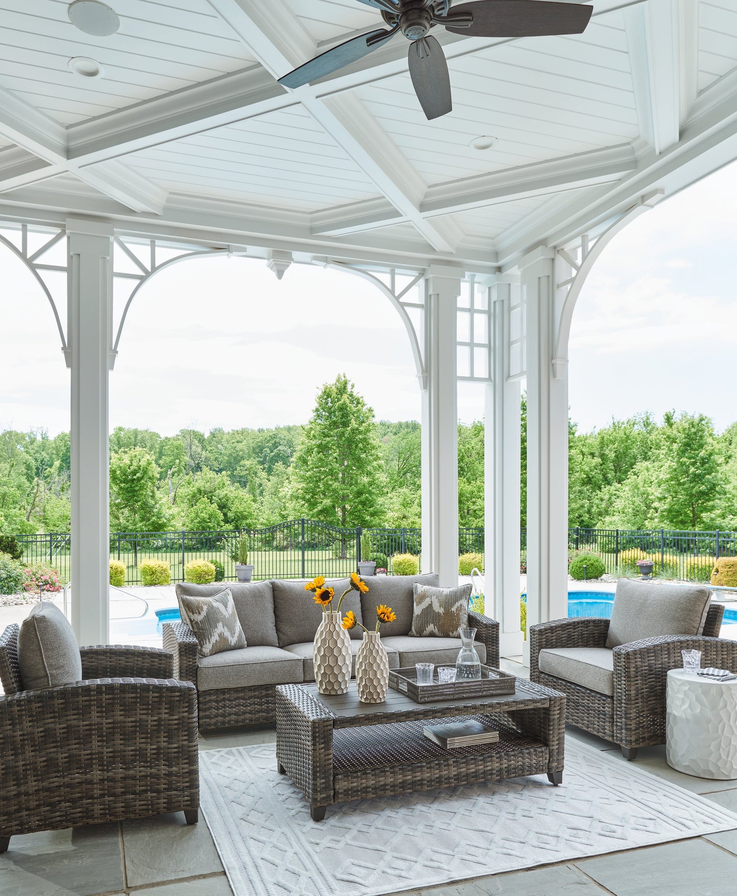 Oasis Court Gray Outdoor Sofa/Chairs/Table Set, Set of 4 - P335-081 - Luna Furniture - Dallas Store