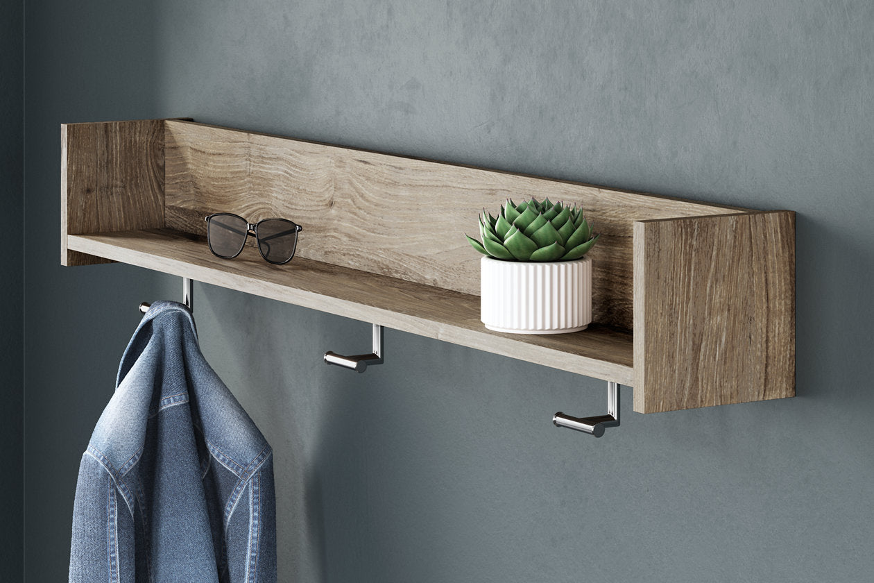 Oliah Natural Wall Mounted Coat Rack with Shelf - EA2270-151 - Luna Furniture - Dallas Store