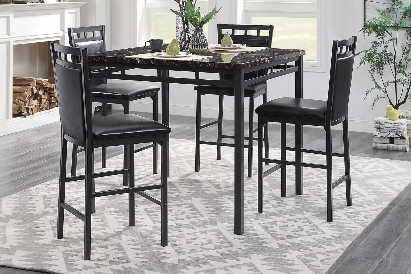 Olney Black/Dark Brown 5-Piece Counter Height Set - 5275-36 - Luna Furniture - Dallas Store
