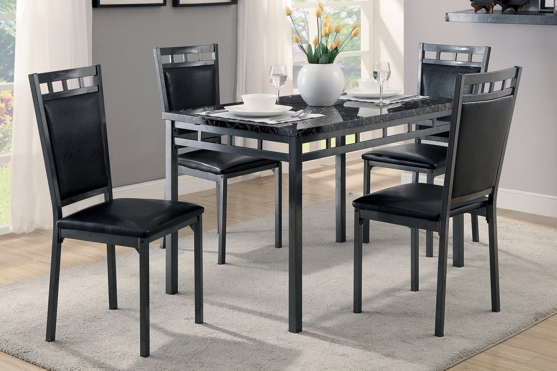 Olney Black/Dark Brown 5-Piece Dining Set - 5275 - Luna Furniture - Dallas Store