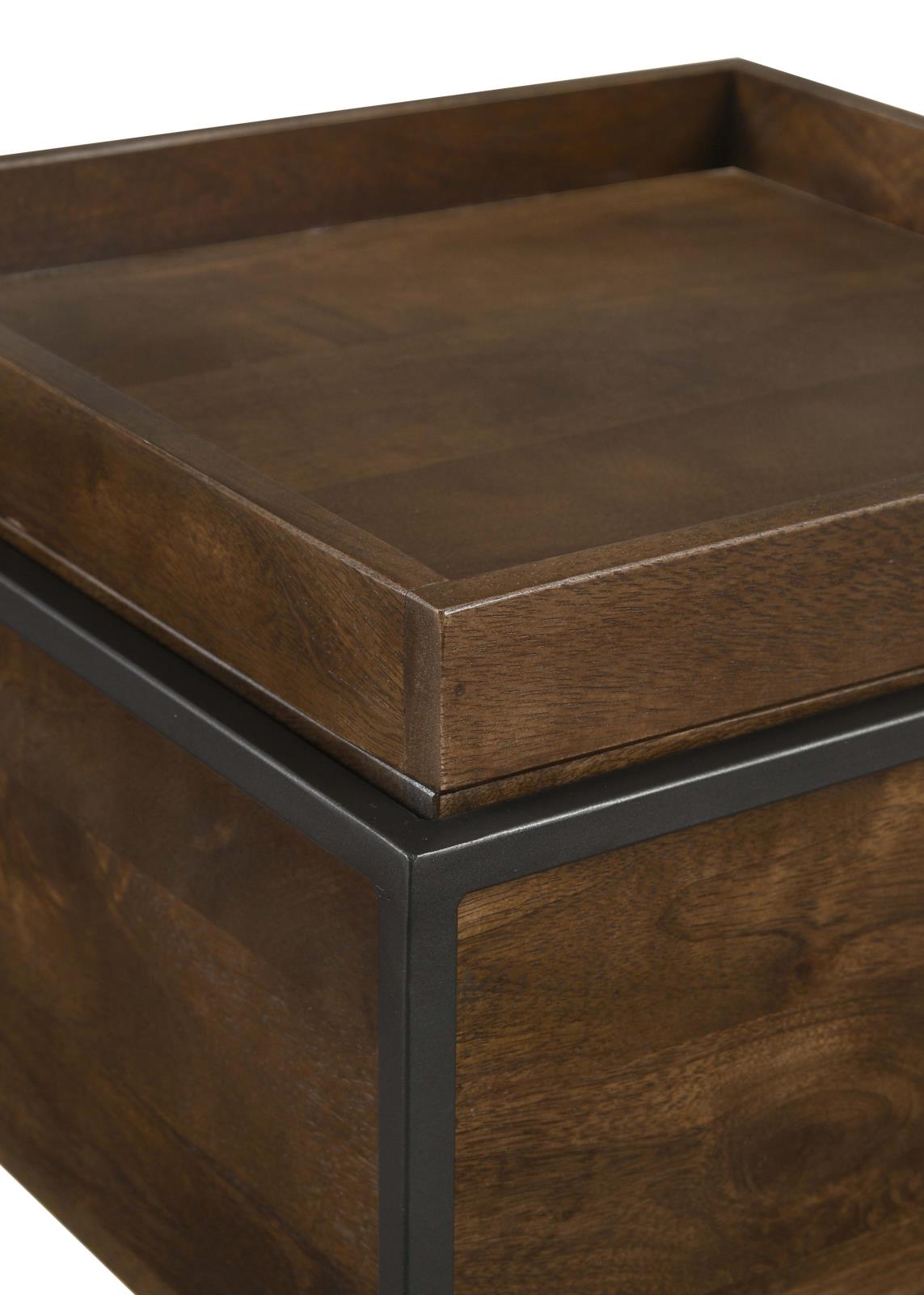 Ondrej Dark Brown/Gunmetal Square Accent Table with Removable Top Tray - 936007 - Luna Furniture - Dallas Store