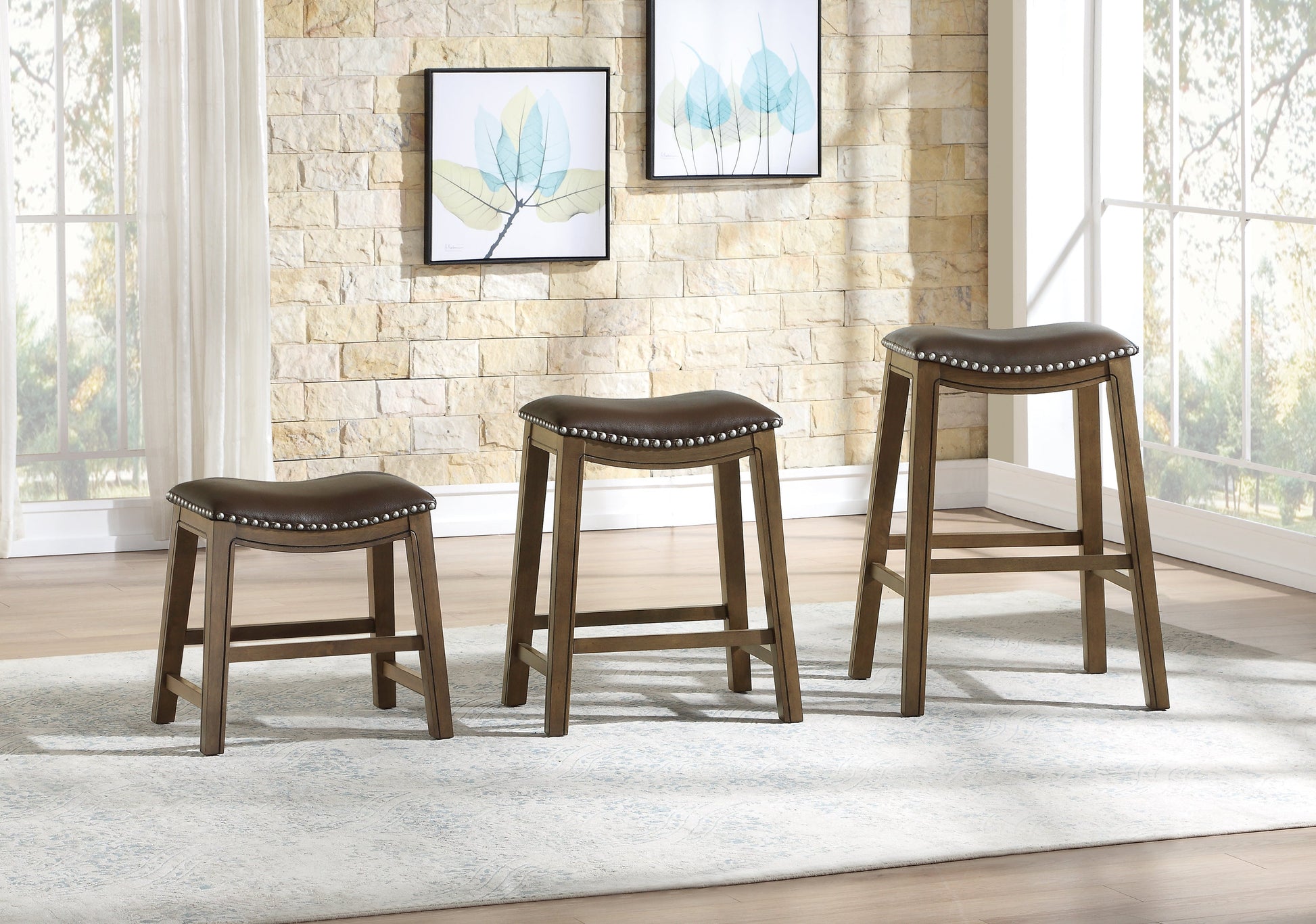 Ordway Brown/Brown Pub Height Stool, Brown - 5682BRW-29 - Luna Furniture - Dallas Store