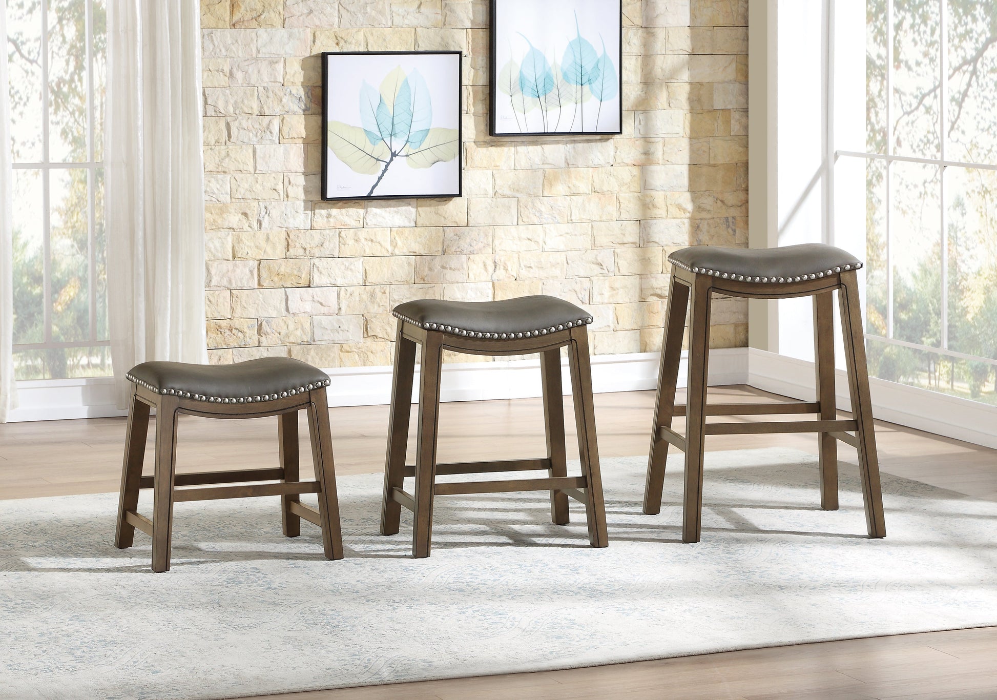 Ordway Gray/Brown Counter Height Stool, Gray - 5682GRY-24 - Luna Furniture - Dallas Store