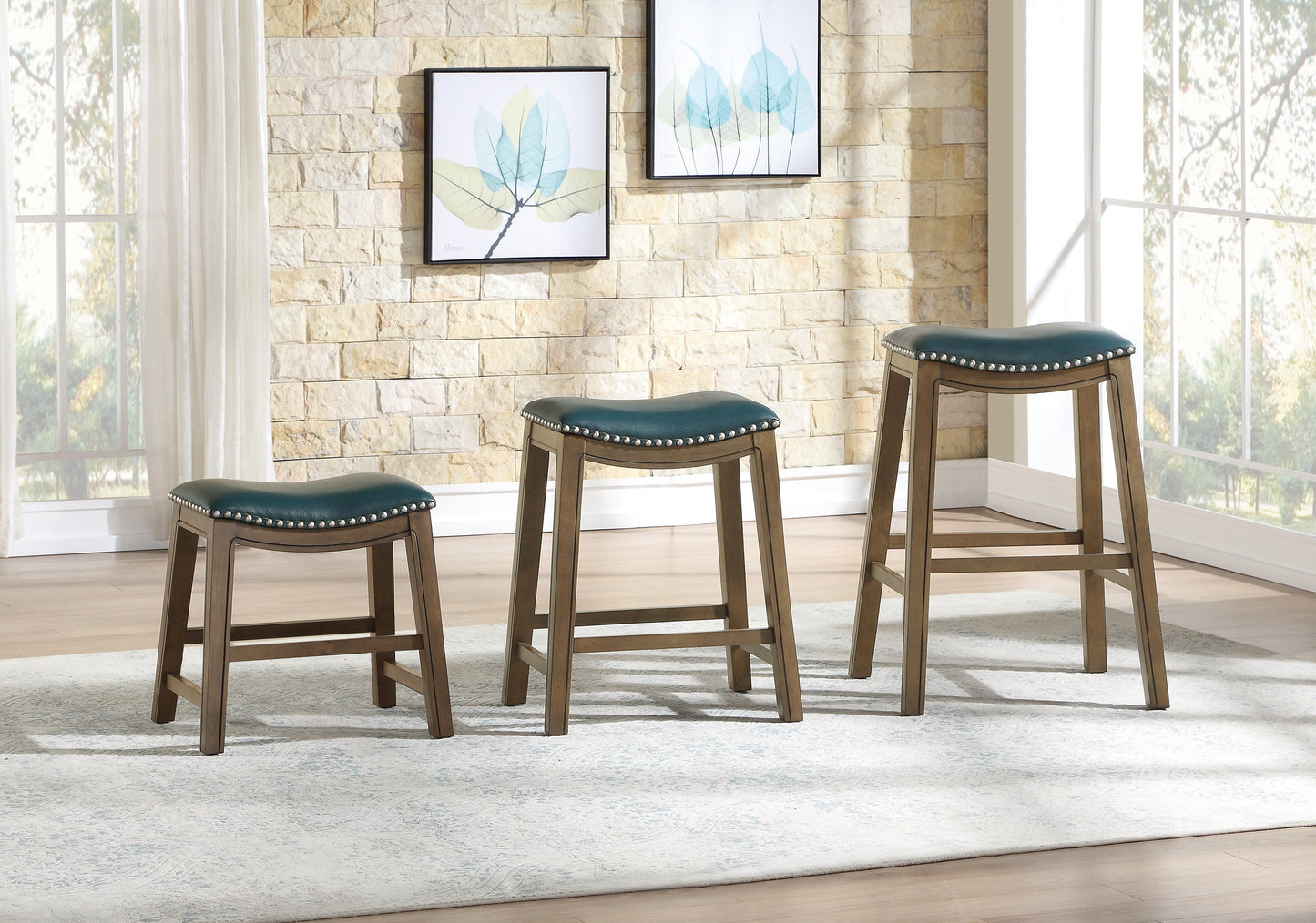 Ordway Green/Brown Counter Height Stool, Green - 5682GEN-24 - Luna Furniture - Dallas Store