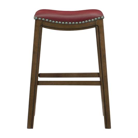 Ordway Red/Brown Pub Height Stool, Red - 5682RED-29 - Luna Furniture - Dallas Store