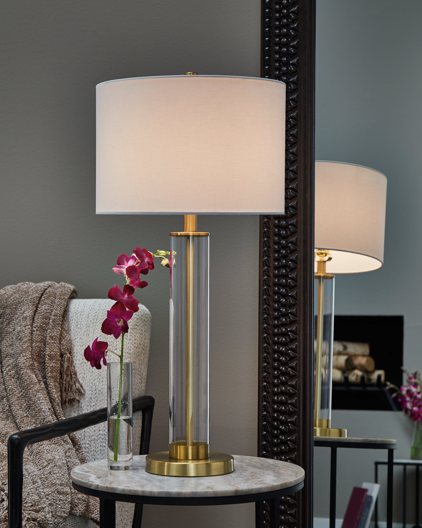 Orenman Clear/Brass Finish Table Lamp, Set of 2 - L431584 - Luna Furniture - Dallas Store