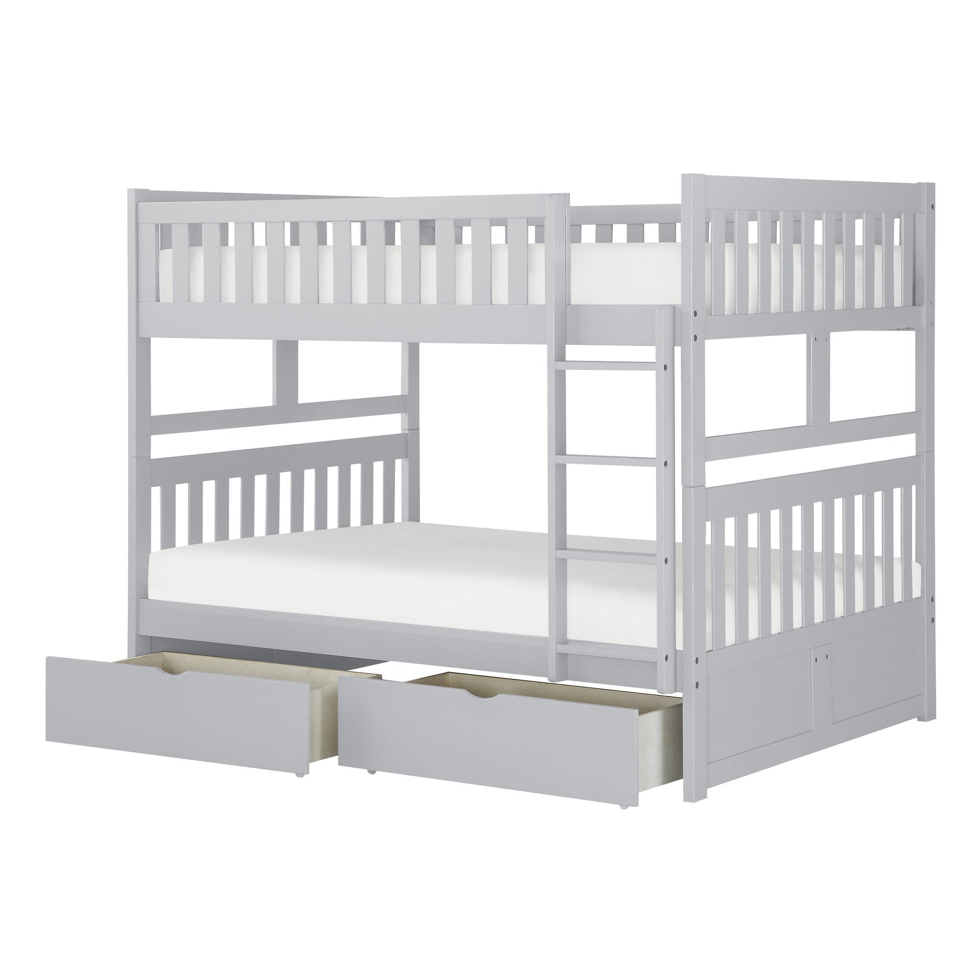 Orion Gray Full/Full Bunk Bed with Storage Boxes - SET | B2063FF-1 | B2063FF-2 | B2063FF-SL | B2063-T - Luna Furniture - Dallas Store