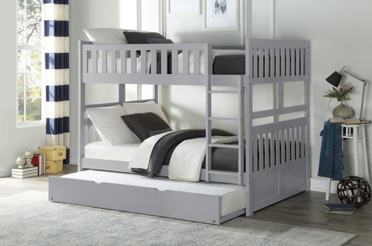 Orion Gray Full/Full Bunk Bed with Twin Trundle - SET | B2063FF-1 | B2063FF-2 | B2063FF-SL | B2063-R - Luna Furniture - Dallas Store