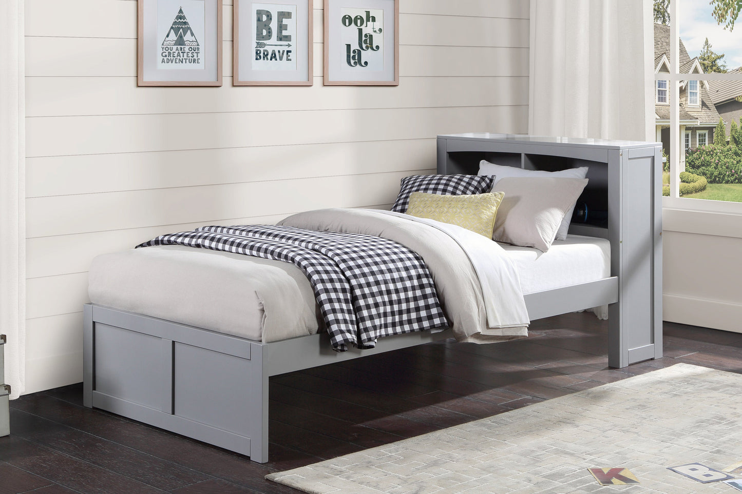 Orion Gray Twin Bookcase Bed - SET | B2063TF-1 | B2063TF-2 - Luna Furniture - Dallas Store