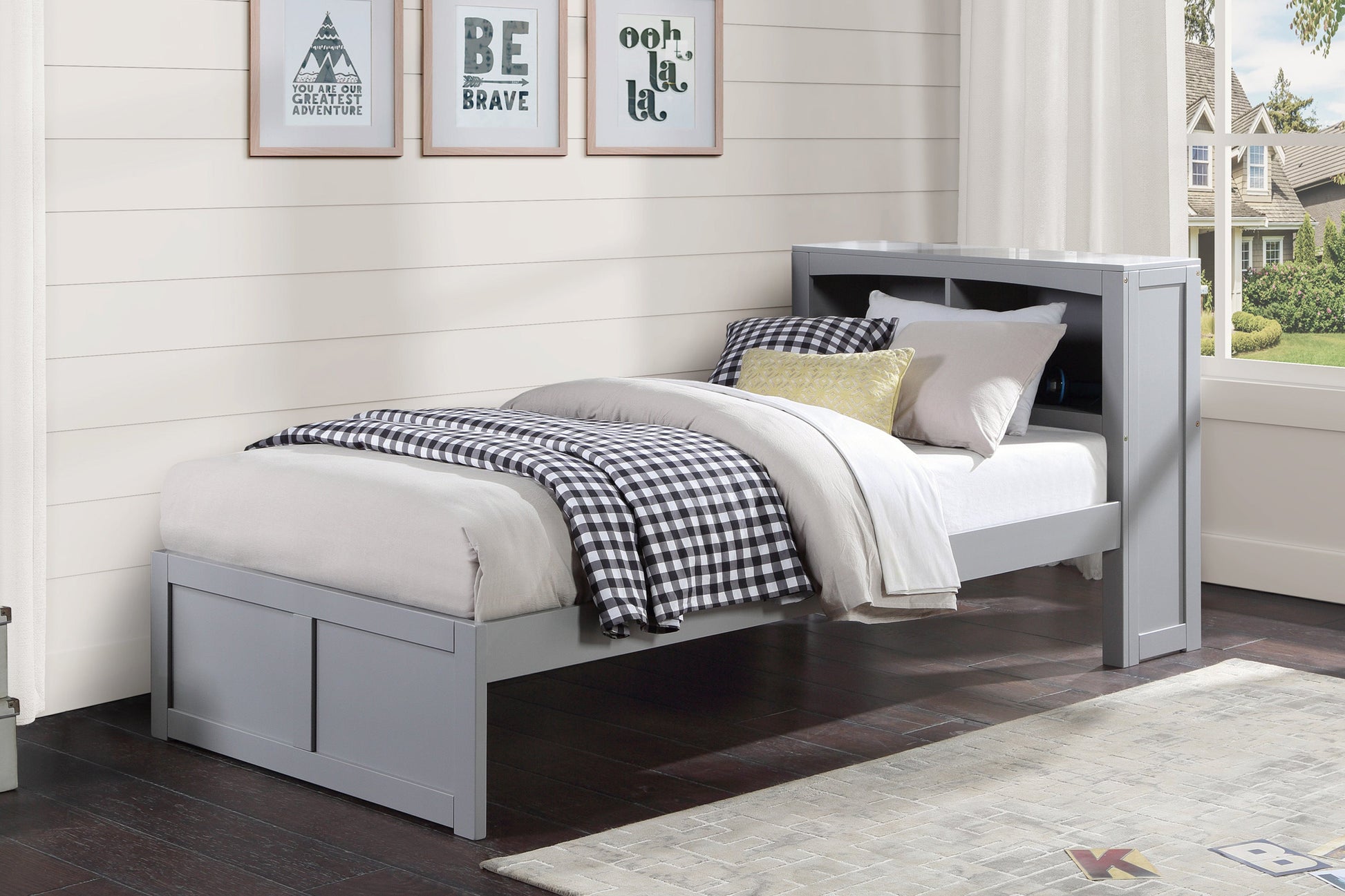 Orion Gray Twin Bookcase Bed - SET | B2063TF-1 | B2063TF-2 - Luna Furniture - Dallas Store