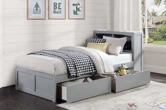 Orion Gray Twin Bookcase Bed with Storage Boxes - SET | B2063BC-1 | B2063BC-2 | B2063-T - Luna Furniture - Dallas Store