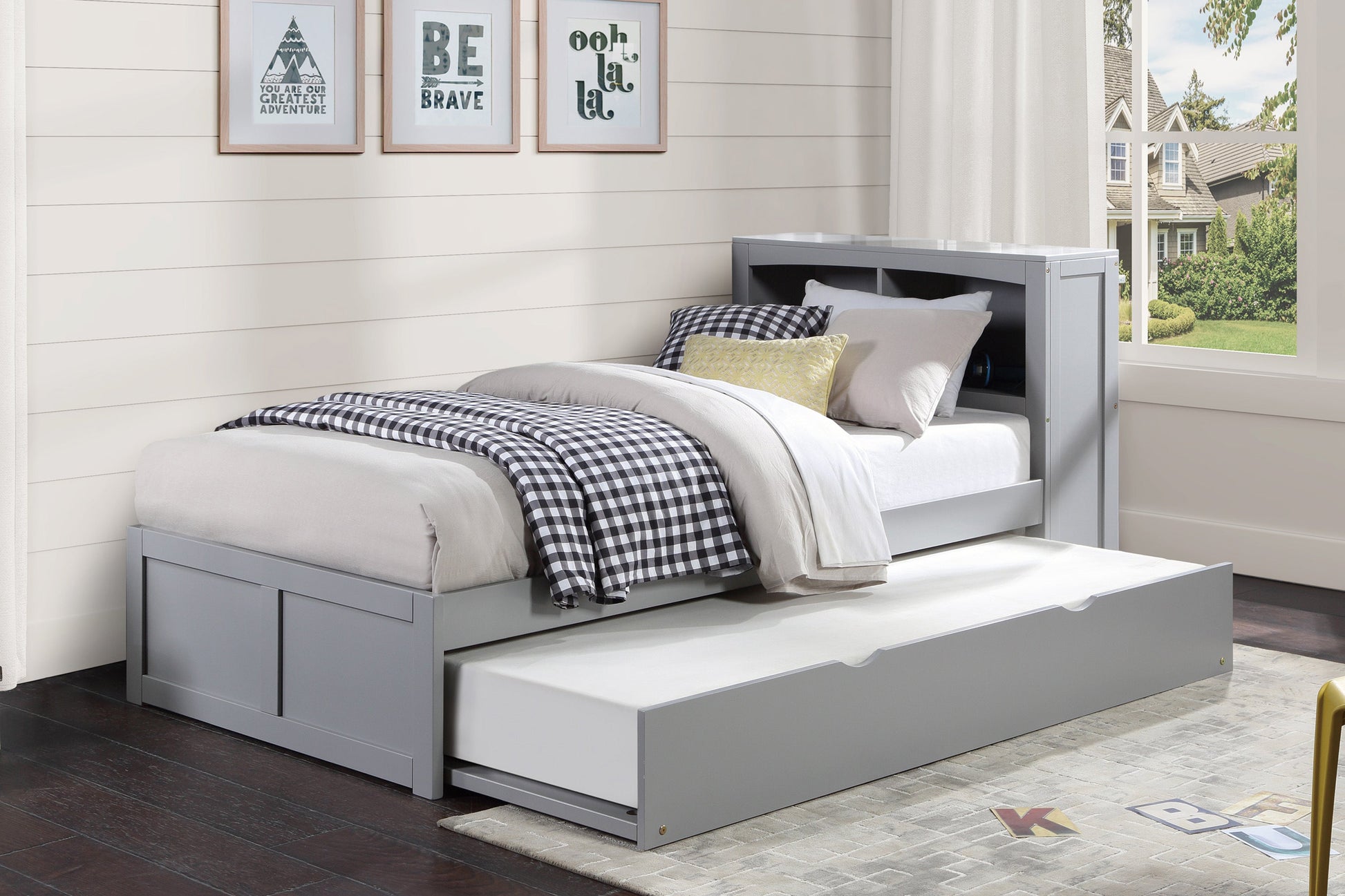 Orion Gray Twin Bookcase Bed with Twin Trundle - SET | B2063BC-1 | B2063BC-2 | B2063-R - Luna Furniture - Dallas Store