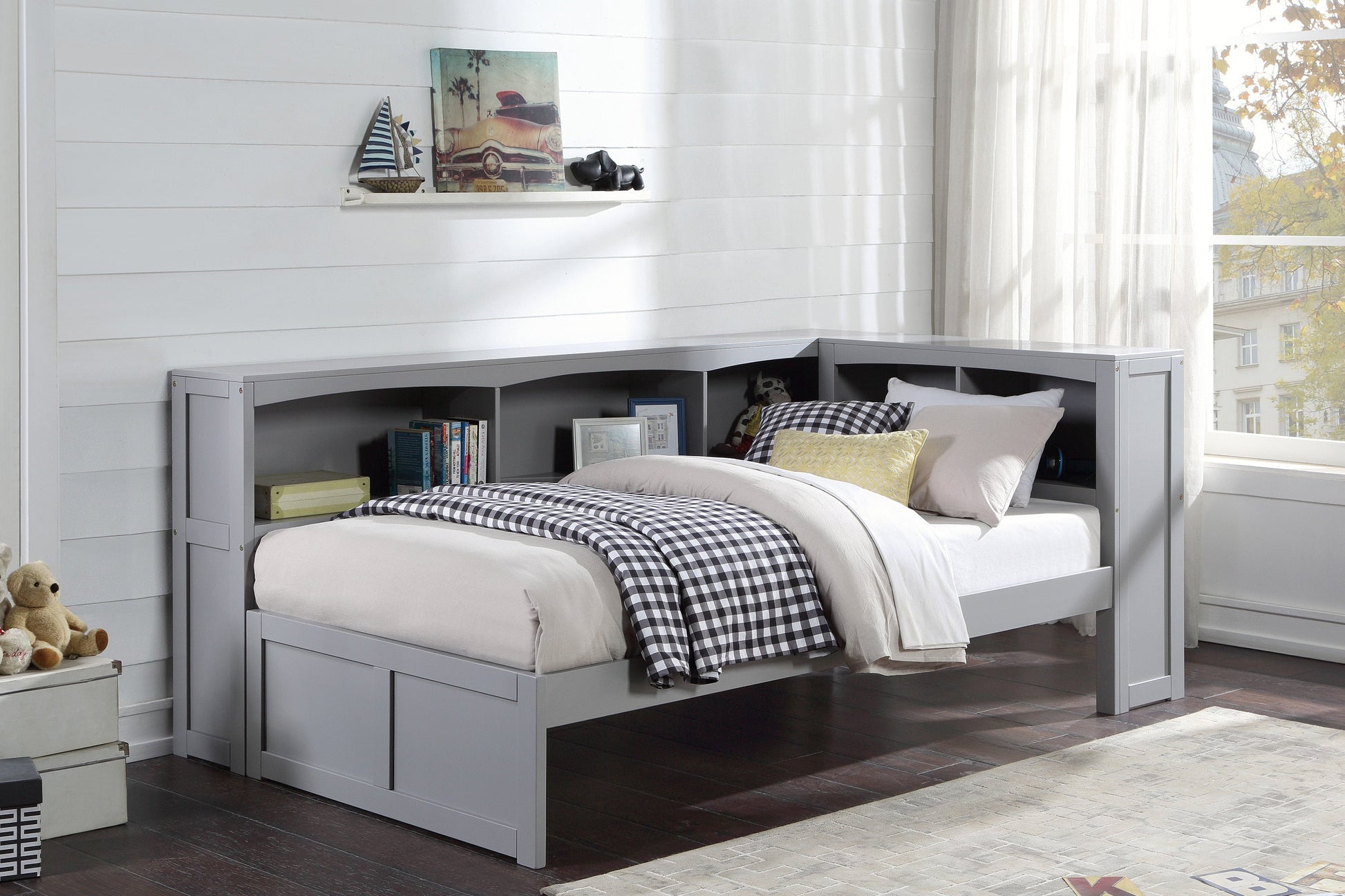 Orion Gray Twin Bookcase Corner Bed - SET | B2063BC-1 | B2063BC-2 | B2063BC-BC - Luna Furniture - Dallas Store