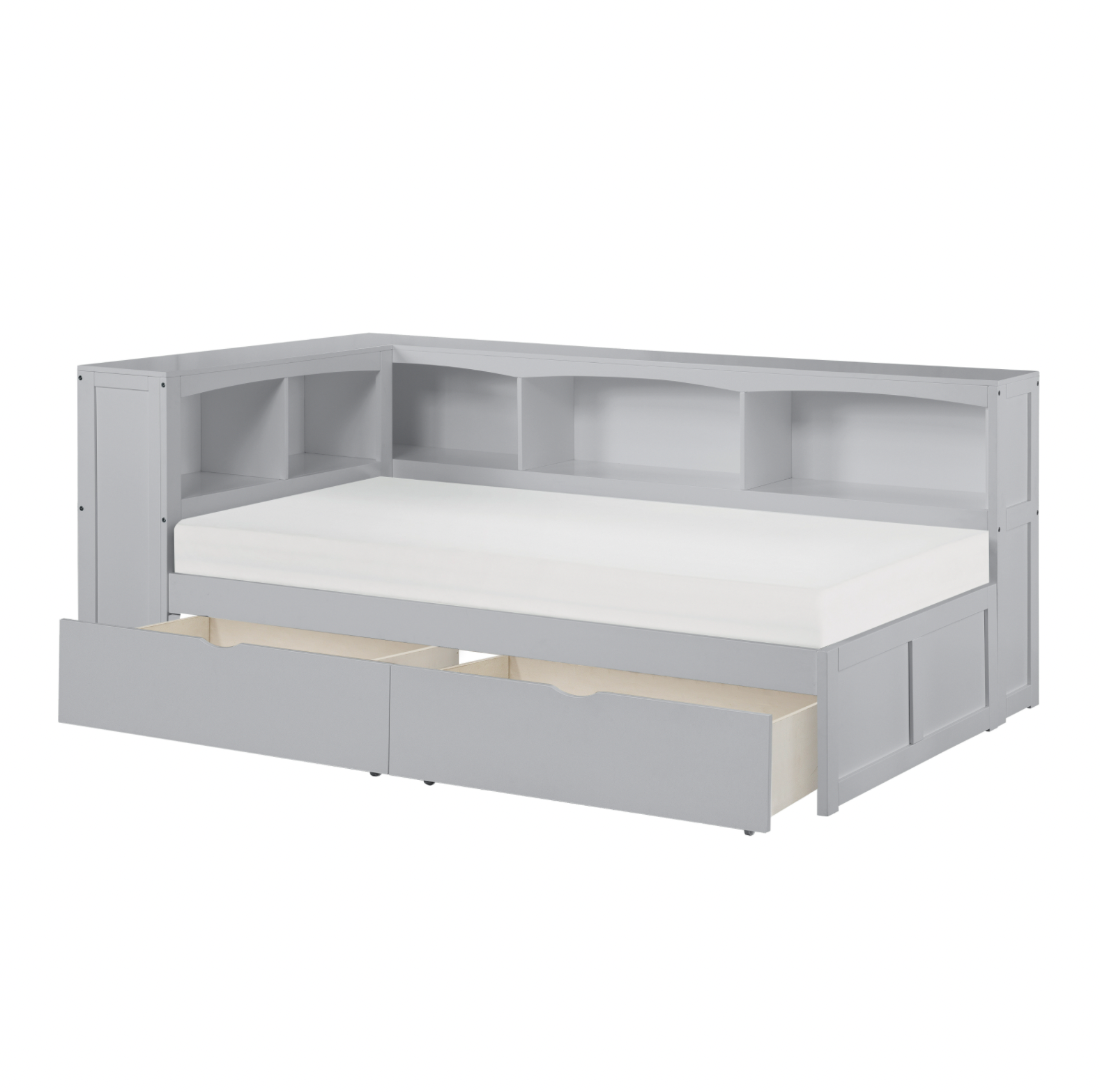 Orion Gray Twin Bookcase Corner Bed with Storage Boxes - SET | B2063BC-1 | B2063BC-2 | B2063BC-BC | B2063-T - Luna Furniture - Dallas Store