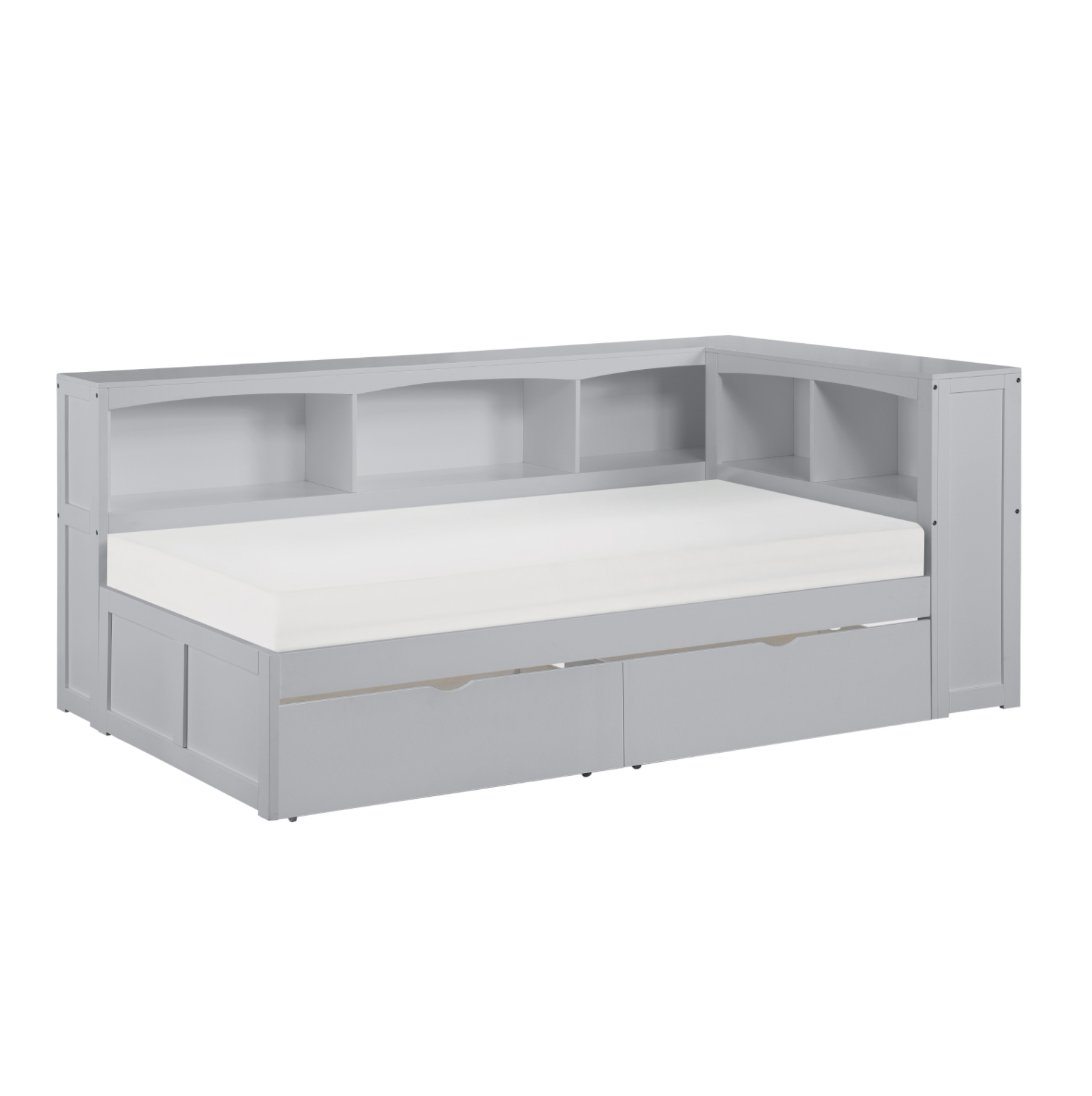 Orion Gray Twin Bookcase Corner Bed with Storage Boxes - SET | B2063BC-1 | B2063BC-2 | B2063BC-BC | B2063-T - Luna Furniture - Dallas Store