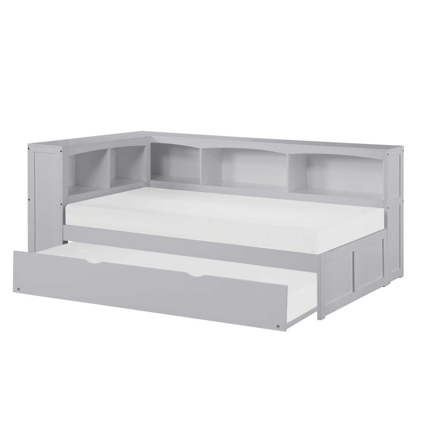 Orion Gray Twin Bookcase Corner Bed with Twin Trundle - SET | B2063BC-1 | B2063BC-2 | B2063BC-BC | B2063-R - Luna Furniture - Dallas Store