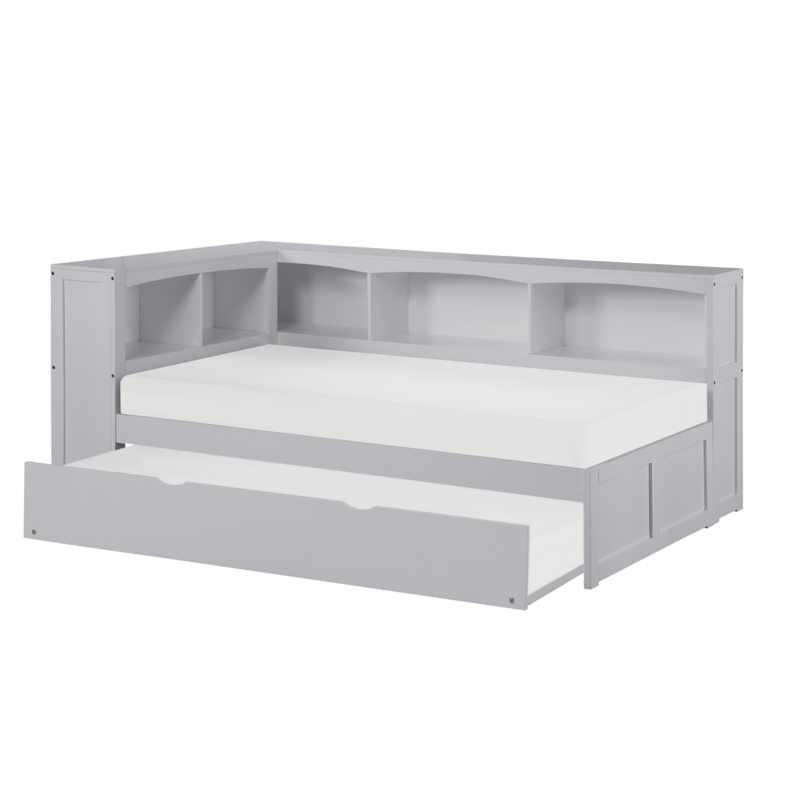 Orion Gray Twin Bookcase Corner Bed with Twin Trundle - SET | B2063BC-1 | B2063BC-2 | B2063BC-BC | B2063-R - Luna Furniture - Dallas Store