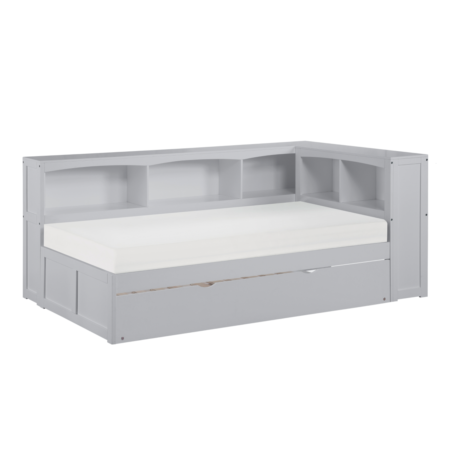 Orion Gray Twin Bookcase Corner Bed with Twin Trundle - SET | B2063BC-1 | B2063BC-2 | B2063BC-BC | B2063-R - Luna Furniture - Dallas Store
