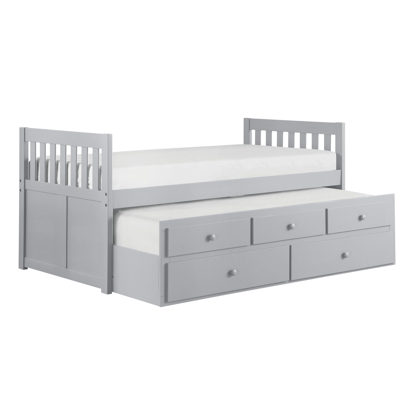Orion Gray Twin Captains Trundle Bed - SET | B2063PR-1 | B2063PR-2 - Luna Furniture - Dallas Store