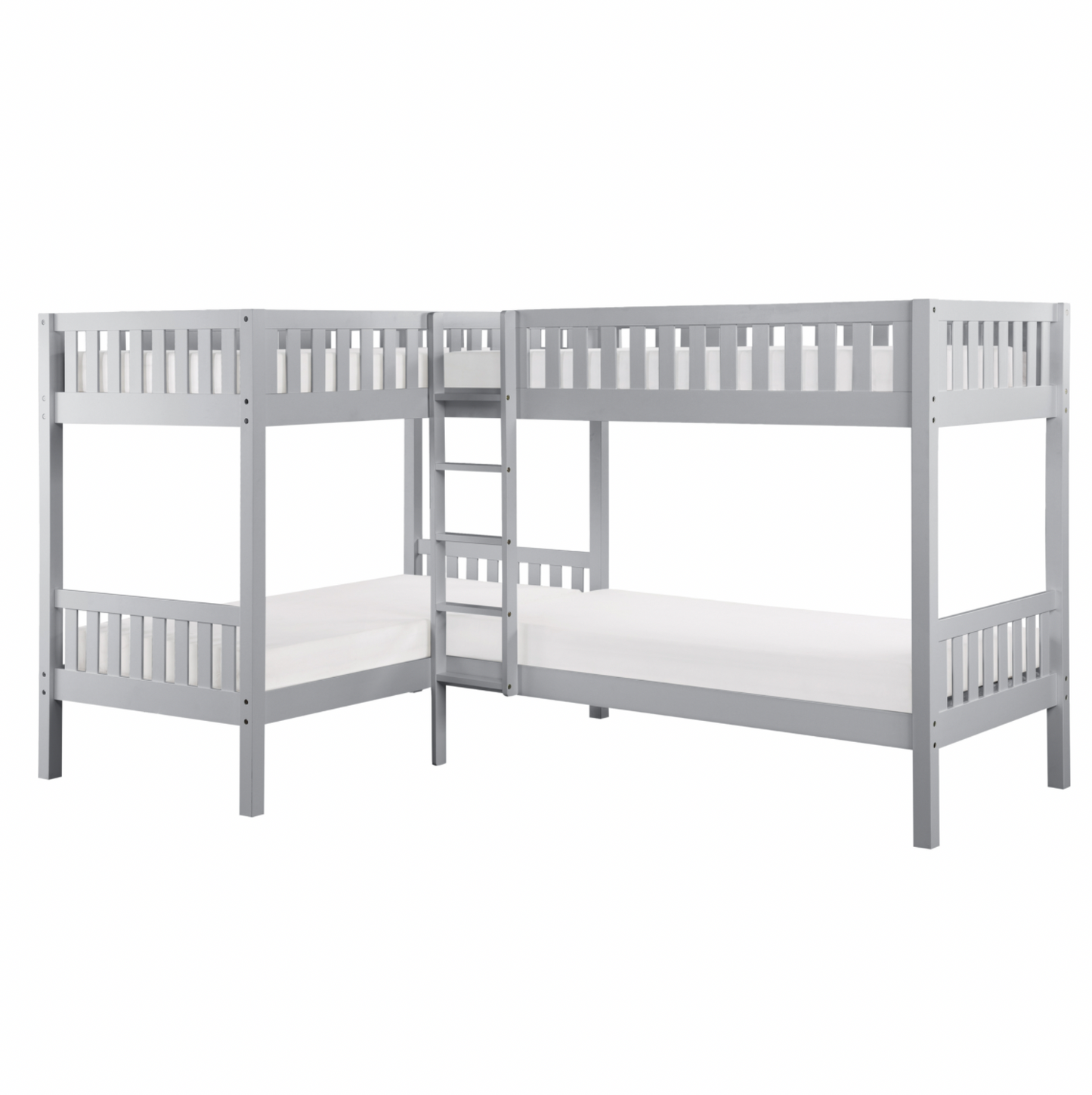 Orion Gray Twin Corner Bunk Bed - SET | B2063CN-1 | B2063CN-2 | B2063CN-SL - Luna Furniture - Dallas Store