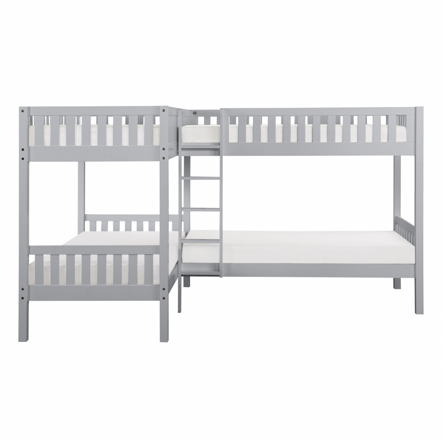 Orion Gray Twin Corner Bunk Bed - SET | B2063CN-1 | B2063CN-2 | B2063CN-SL - Luna Furniture - Dallas Store