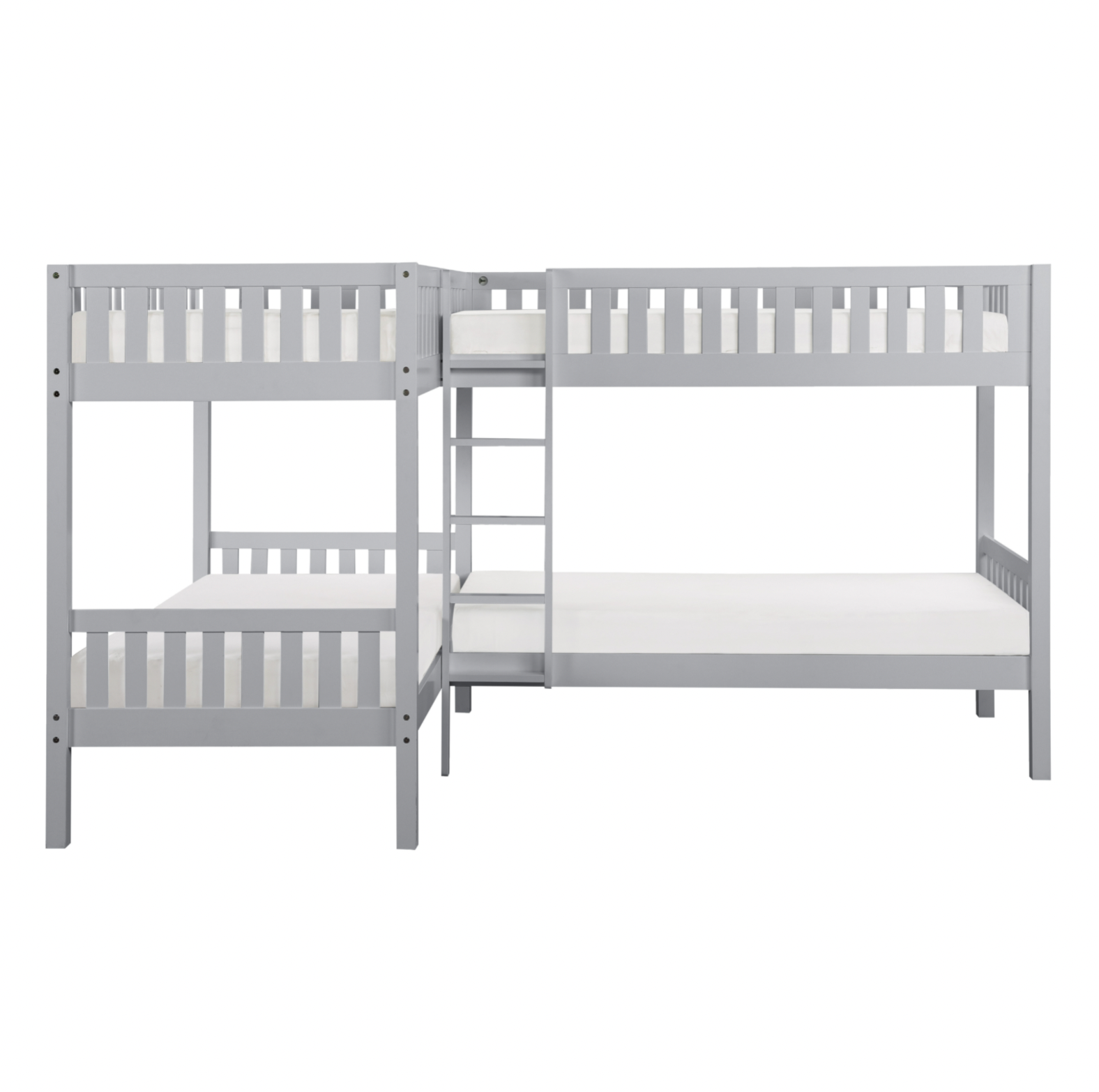 Orion Gray Twin Corner Bunk Bed - SET | B2063CN-1 | B2063CN-2 | B2063CN-SL - Luna Furniture - Dallas Store