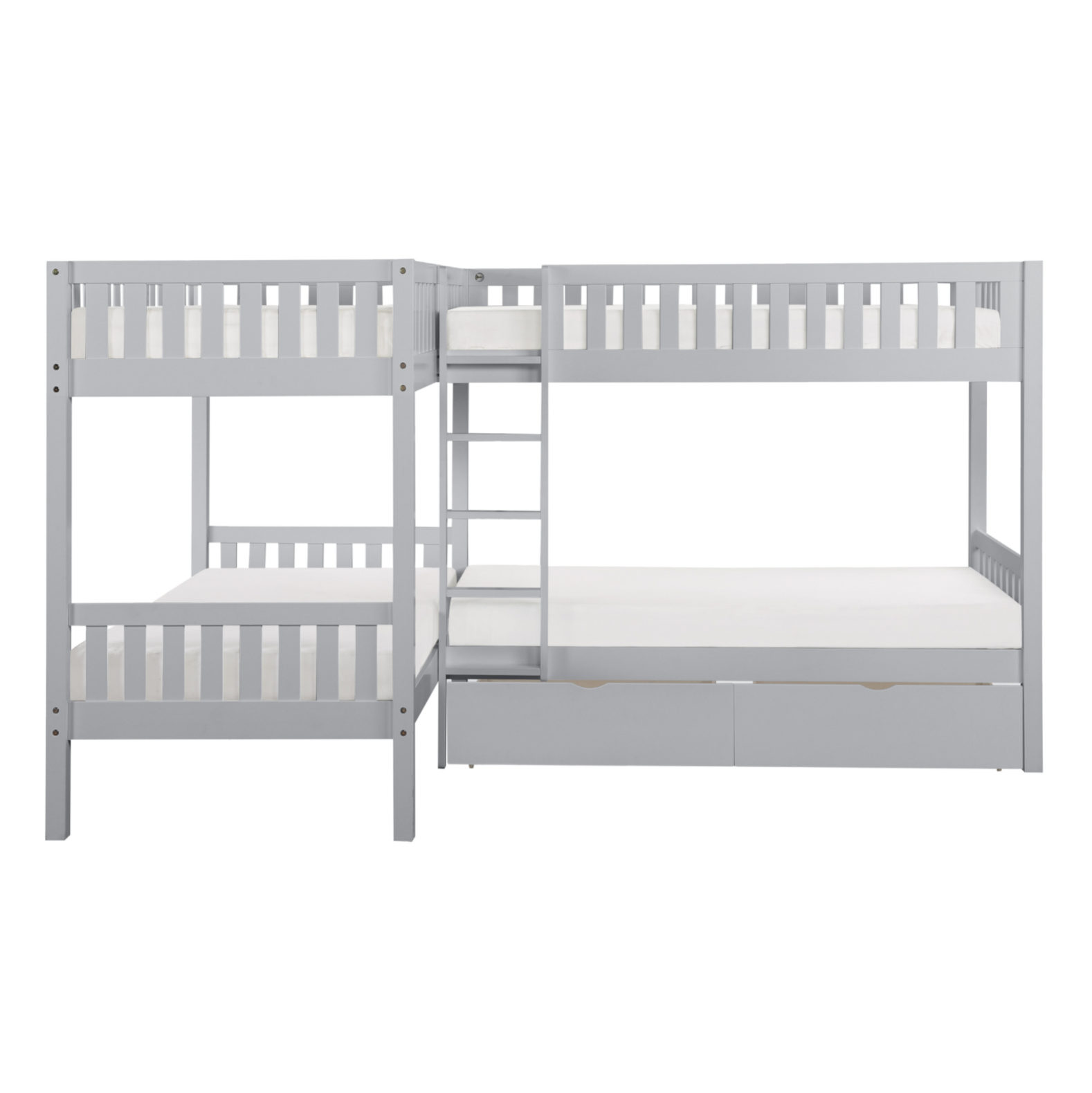 Orion Gray Twin Corner Bunk Bed with Storage Boxes - SET | B2063CN-1 | B2063CN-2 | B2063CN-SL | B2063-T - Luna Furniture - Dallas Store