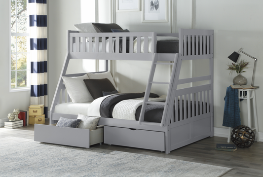 Orion Gray Twin/Full Bunk Bed with Storage Boxes - SET | B2063TF-1 | B2063TF-2 | B2063TF-SL | B2063-T - Luna Furniture - Dallas Store