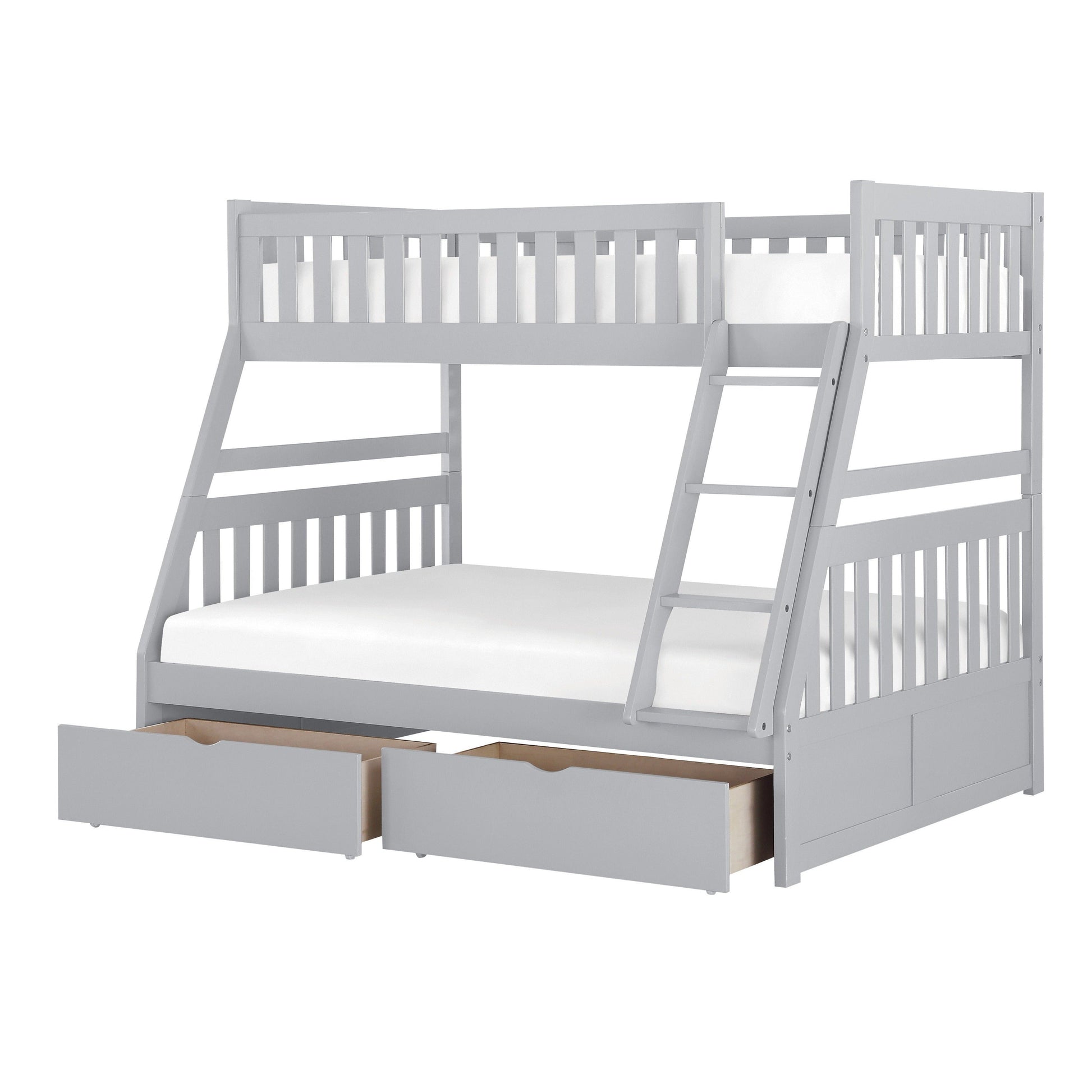 Orion Gray Twin/Full Bunk Bed with Storage Boxes - SET | B2063TF-1 | B2063TF-2 | B2063TF-SL | B2063-T - Luna Furniture - Dallas Store