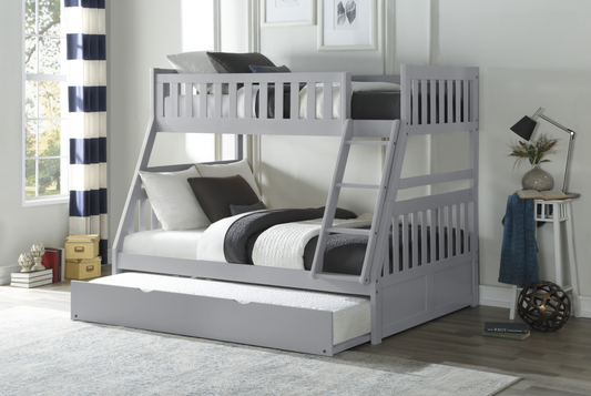 Orion Gray Twin/Full Bunk Bed with Twin Trundle - SET | B2063TF-1 | B2063TF-2 | B2063TF-SL | B2063-R - Luna Furniture - Dallas Store