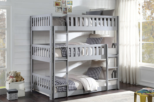 Orion Gray Twin Triple Bunk Bed - SET | B2063TTT-1 | B2063TTT-2 | B2063TTT-SL - Luna Furniture - Dallas Store